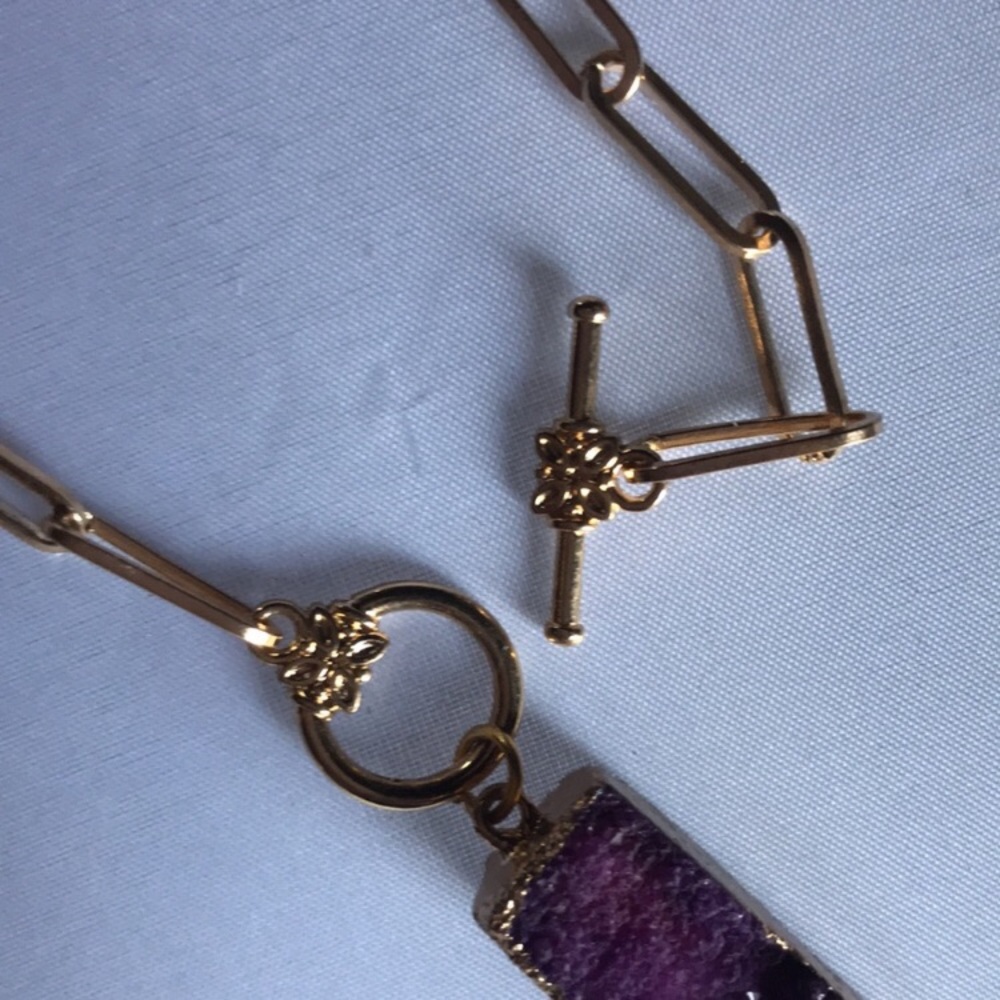 New! Quartz Druzy Stone Pendant Necklace - Picture 13 of 16